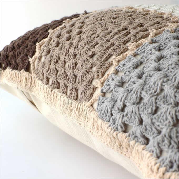 クッションカバー 45×45 おしゃれ ニット クロシェット かぎ針編み 