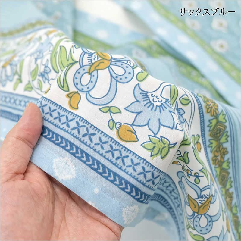 ★ 未使用 ★　のれん　インド製　青い鳥　ビンテージ のれん マルセイユストライプ エレガント インド綿 おしゃれ 暖簾