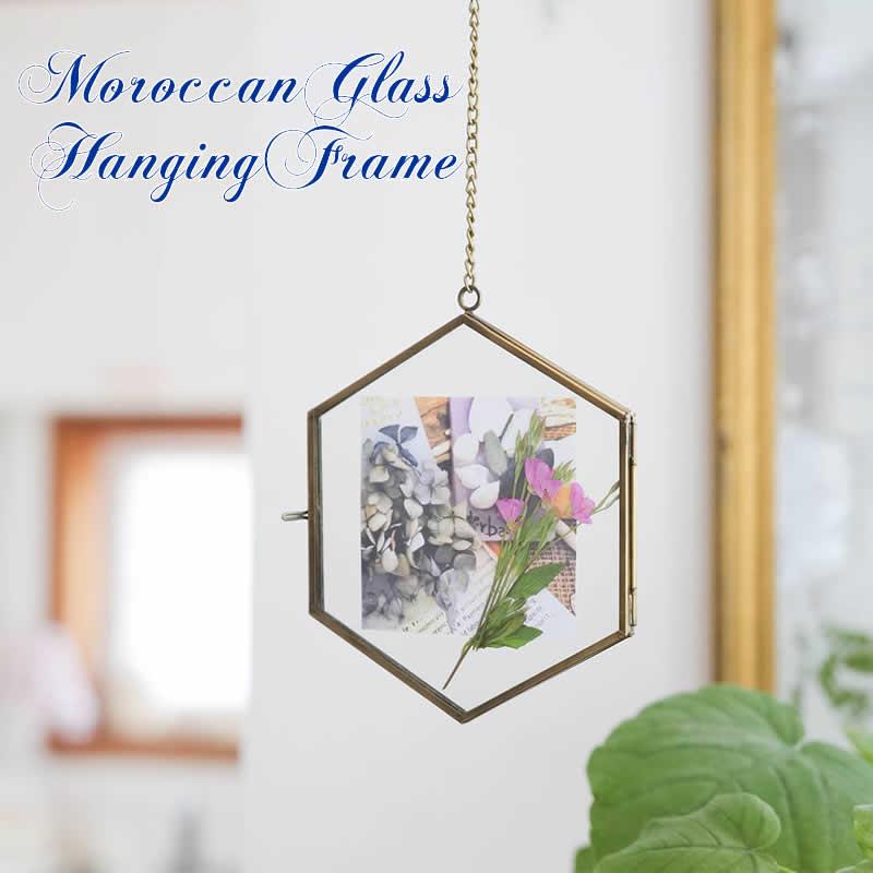 モロッカン ガラスハンギングフレーム ヘキサゴン アジアン雑貨 吊るす