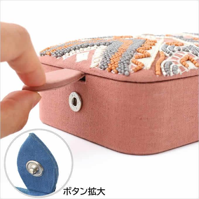 ビーズボックスL ラクス おしゃれ 長方形ボックス 刺繍 ビーズ インド