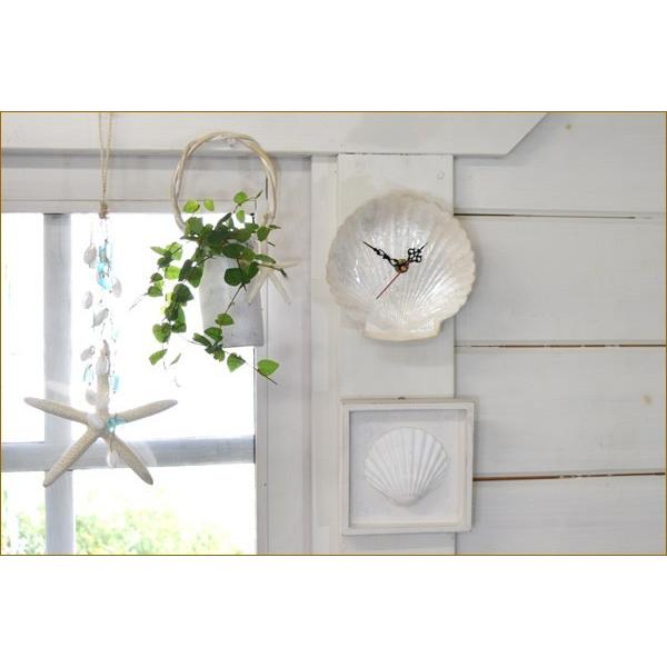 ハワイアン雑貨 カピスクロック シェル ホタテ 貝殻 時計 掛け時計