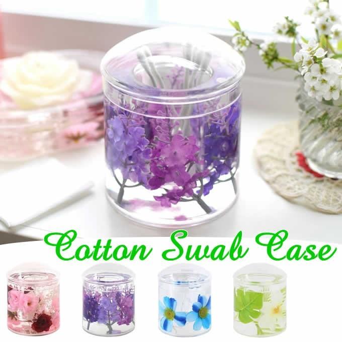 アクリル綿棒立て フラワー 花 ハワイアン雑貨 小物入れ アジアン雑貨 トロピカル 南国 リゾート プルメリア マリン 再再販 インテリア モンステラ