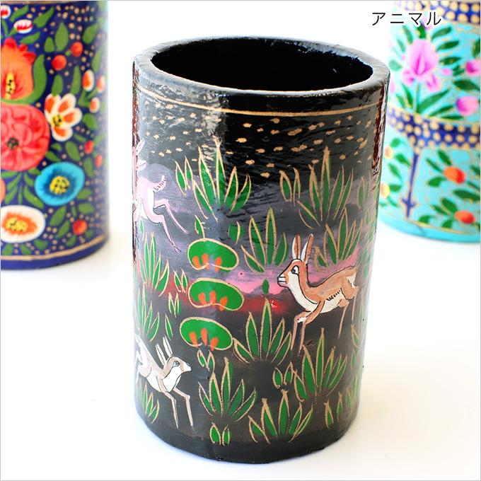 ペーパーマッシュ ペン立て 小物入れ アジアン雑貨 ペンスタンド 収納