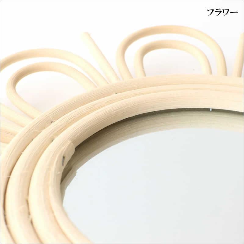 ラタン ミラー 鏡 壁掛け アジアンリゾート 天然素材 竹 ナチュラル