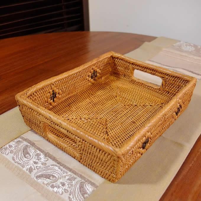 アジアン雑貨 アタ レクタングル トレイ 取っ手付き 小物入れ カゴ 収納 バスケット インテリア かご 手編み テンガナン バリ雑貨 Ata 063 アジアン家具アジアン雑貨nusa 通販 Yahoo ショッピング