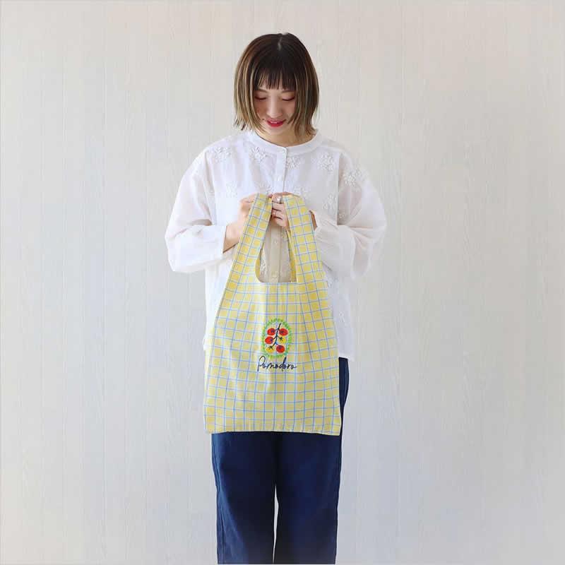 マルシェバッグ チェック エコバッグ 折りたたみ コンパクト