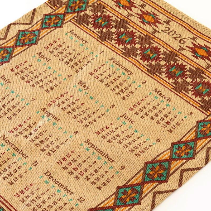 ジュートカレンダー オルテガウィーブ 2026年 壁掛け ネイティブ