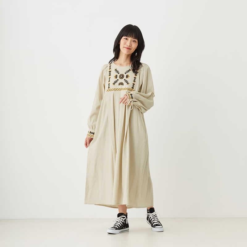 Shanti ワンピース クリンプ レディース ロングチュニック コットン 東