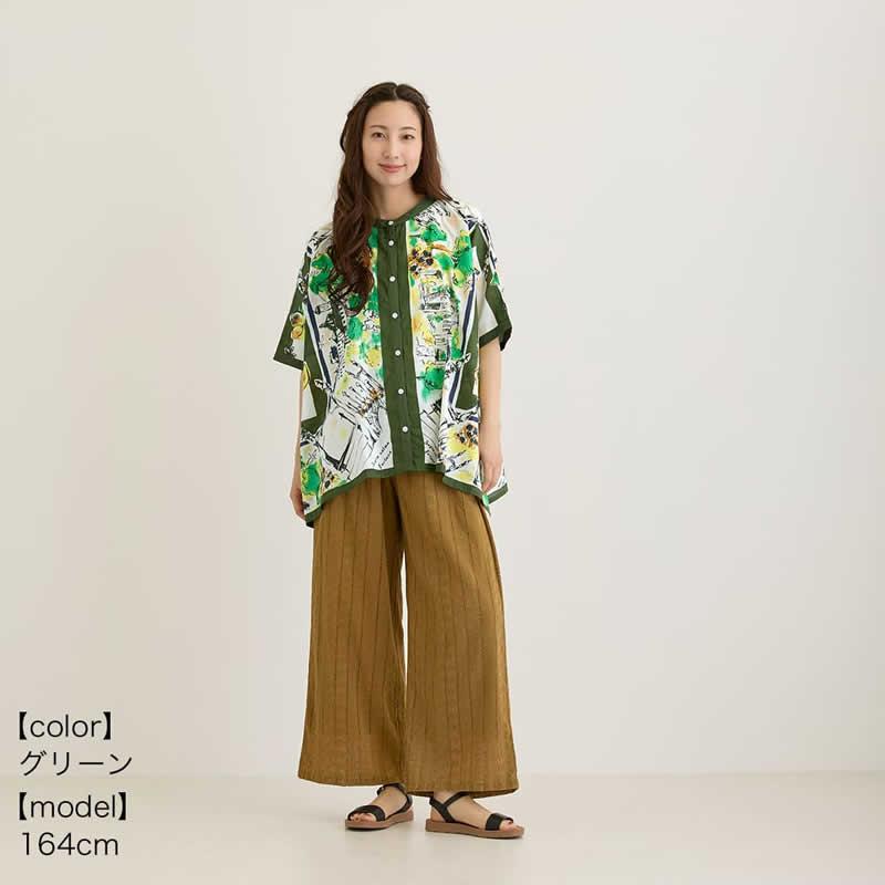 Shanti Shanti シャンティシャンティ ブラウス ヴォヤージュ レディース 春夏 シャツ トップス チュニック 地図 スカーフ柄 綿  コットン アジアン エスニック |  | 14