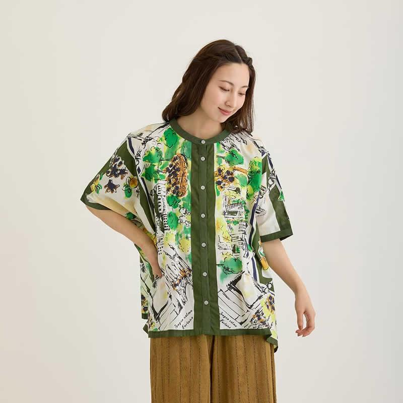 Shanti Shanti シャンティシャンティ ブラウス ヴォヤージュ レディース 春夏 シャツ トップス チュニック 地図 スカーフ柄 綿  コットン アジアン エスニック |  | 03