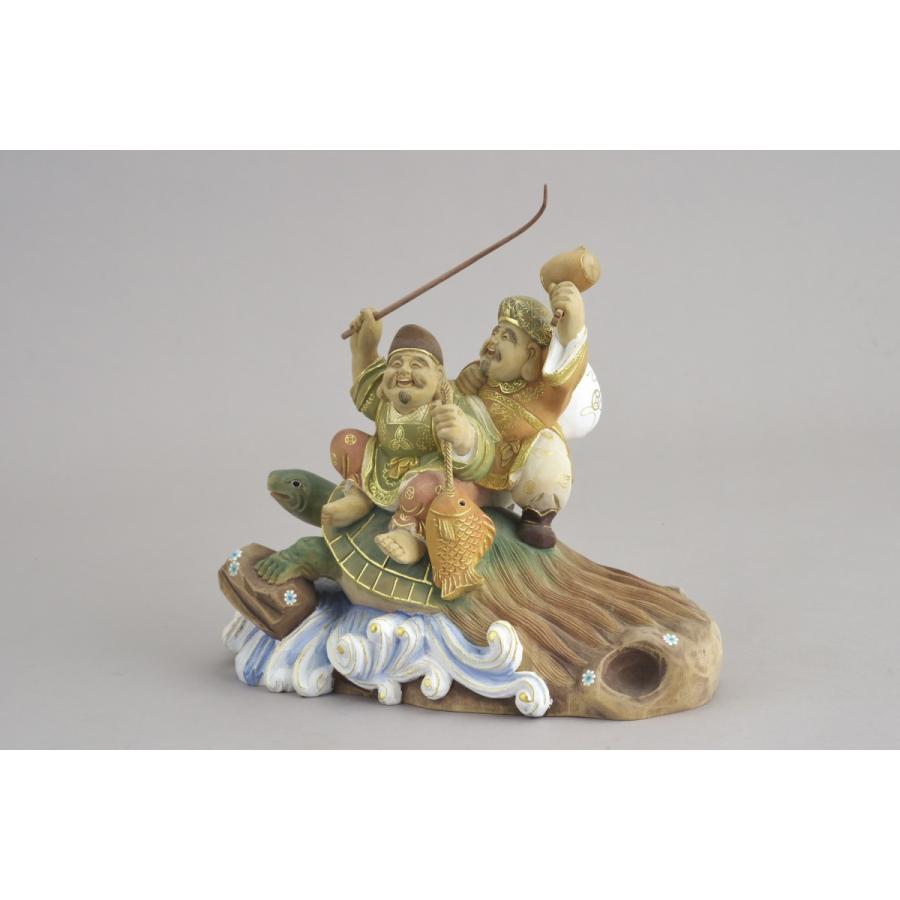 極上品　仏教工芸品　一刀彫　総ケヤキ材　福神　恵比寿　大黒 極上品 仏教工芸品 一刀彫 総ケヤキ材 福神 恵比寿 大黒 極上品