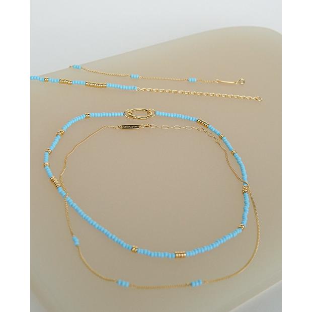 ブレスレット バングル ハンドメイド ゴールドアクセサリー シンプル Made in Bali Think twice chain bracelet blue gold plated｜nuts-and-coffee｜05