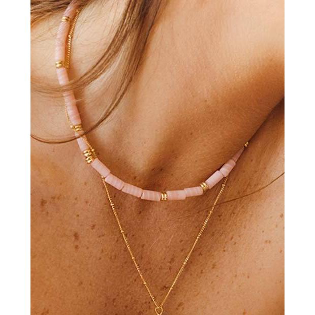 ネックレス レディース ハンドメイド ゴールド Made in Bali Pink Cloud Necklace Gold｜nuts-and-coffee