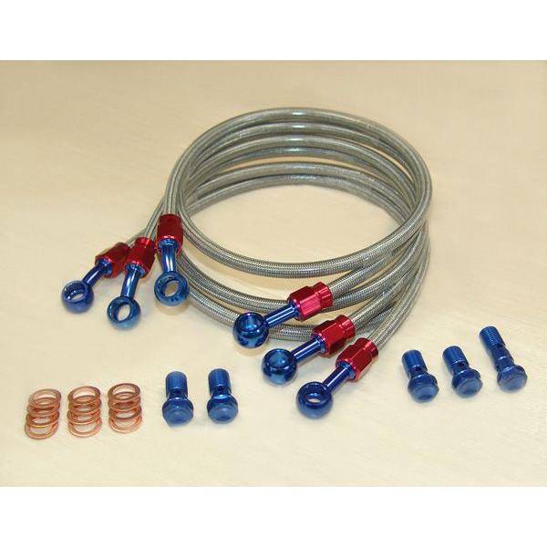 Z750FX・ステンメッシュブレーキホース青・前後［KW340］