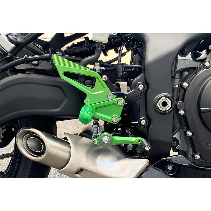 NINJA ZX-25R ZX-4R SE ストリート用 バックステップ 緑 クイックシフター装着車対応 SNIPER スナイパー SP0102QGR_2