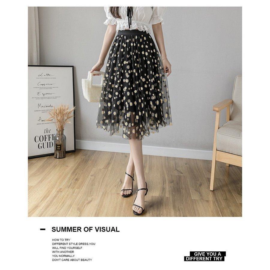 開梱 設置 無料 レディースウエア チュールスカート フレアスカート ウエストゴム 膝丈スカート 花 チュールスカートフレアスカートウエストゴム膝丈 スカート花柄スカート可愛いハイウエストプリント夏スカートレディース可愛い美脚効果黒ベージュ Www