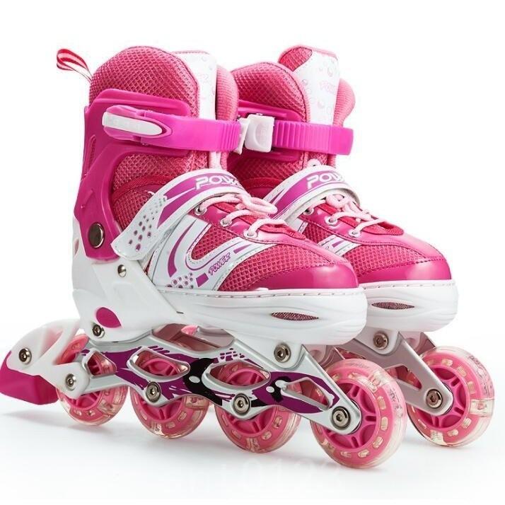 インラインスケートローラーブレードローラースケートピンクブルーレッド初心者クワッドスケートフィットネス子供用 安心発送