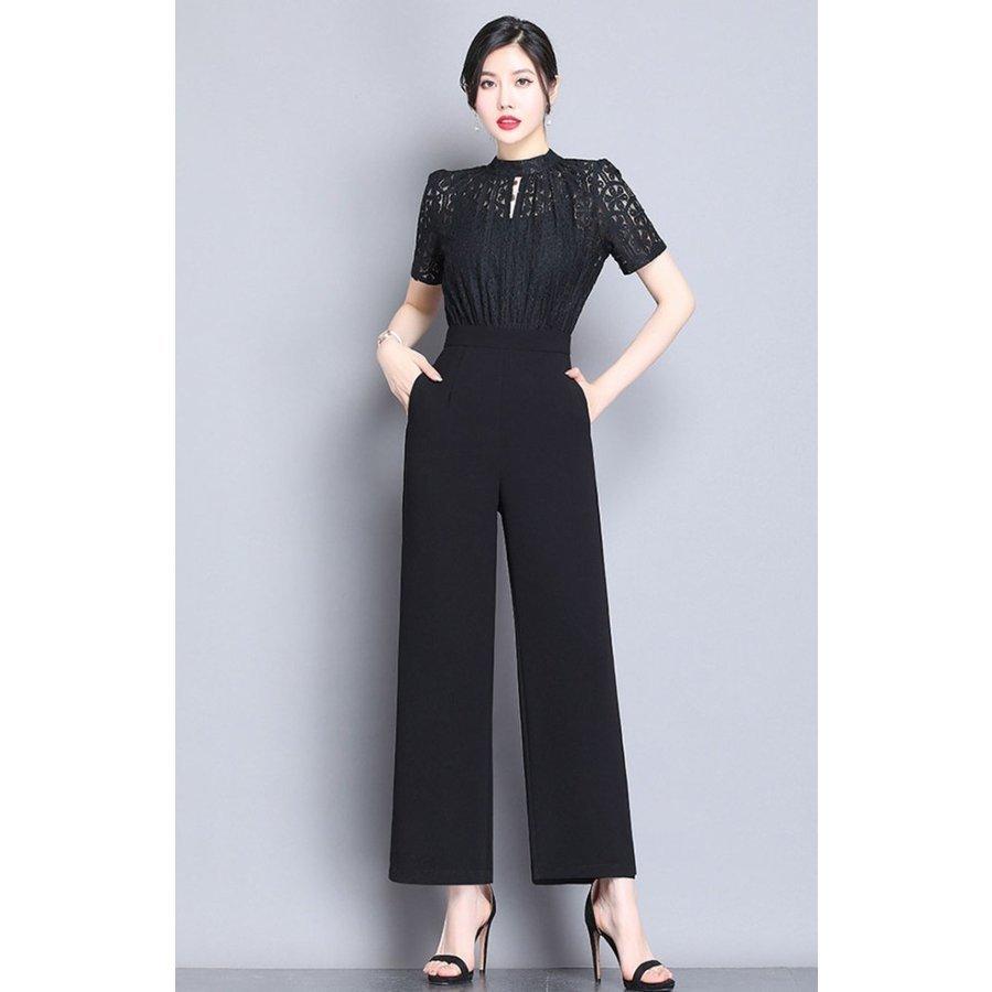 パンツドレス かっこいい 半袖 オールインワン レディース お呼ばれドレス パーティードレス 結婚式 お呼ばれドレス ドレス ブライダル パンツ 大きいサイズ 黒 レース 3l シースルー Nut628 袖あり 半袖 花柄 Nuts Inc 期間限定ポイント