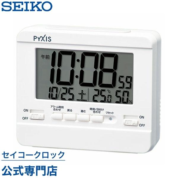 セイコー SEIKO ピクシス 目覚まし時計 掛け時計 NR538W デジタル カレンダー 温度計 湿度計