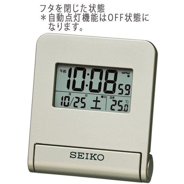 セイコー SEIKO 目覚まし時計 置き時計 SQ772G トラベラ 携帯用 電波時計 自動点灯ライト デジタル カレンダー 温度計｜nuts-seikoclock｜02