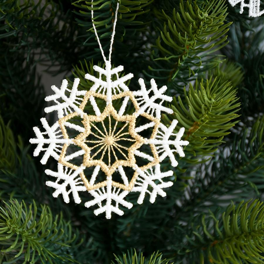 壁掛け式 クリスマスツリー ドイツ製オーナメント付き レース