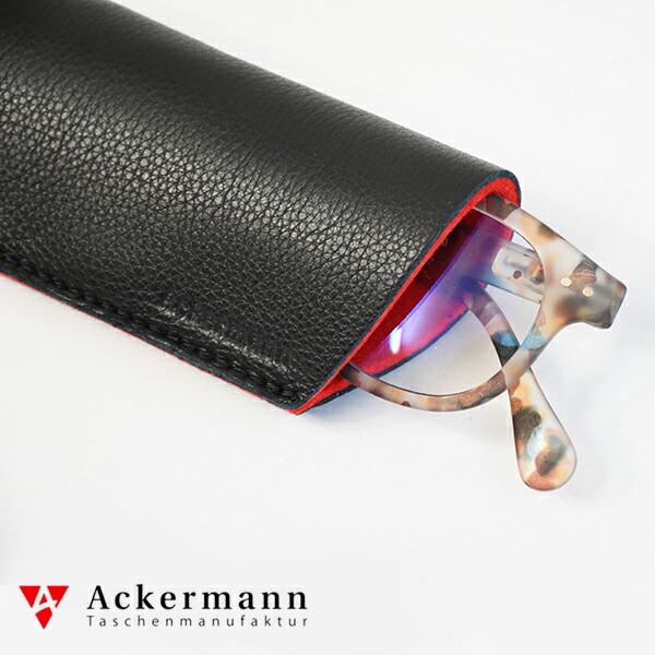アッカーマン 牛革 カーフ メガネケース 眼鏡ケース サングラスケース 全2色 ブラック レッド ドイツ製 K02-L Ackermann 正規品｜nuts｜02