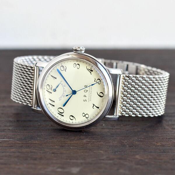 THE SPQR スポール メンズ・レディース兼用 腕時計 手巻き機械式 TSSW-ME パワーリザーブ アイボリーダイヤル STIB社ステンレスメッ