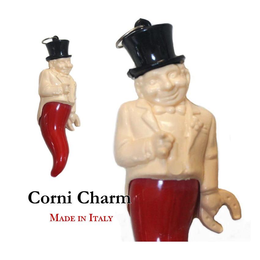 イタリア製 新品 ラッキーチャーム お守り Lサイズ せむし男爵 x 赤角 蹄鉄 安全運転 魔除け ヨーロッパ雑貨 | 