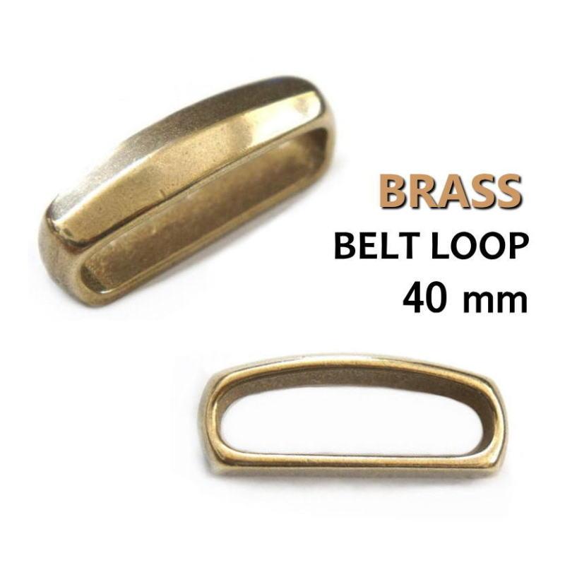 ベルトループ 40mm 幅用 真鍮無垢ブラス製 サルカン ベルトエンドの押さえに / バックル レザークラフト ハンドメイド |  | 01