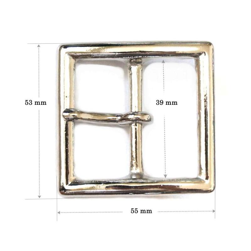 スクエア型バックル 38mm幅 ニッケルメッキ仕上 真鍮ブラス製 正方形 / 1950s ビンテージ ギャリソンスタイル レザークラフト |  | 01