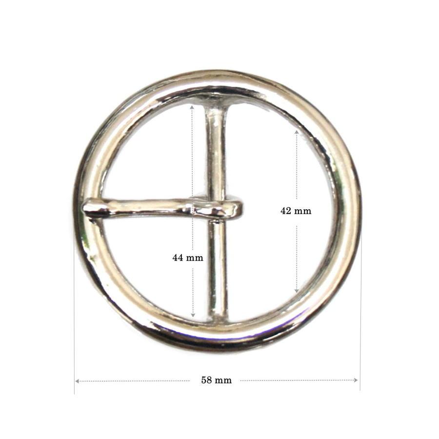 42mm 円形丸型バックル ニッケルメッキ仕上げ 真鍮ブラス製 1970s ビンテージ オールド スタイル レザークラフト |  | 01