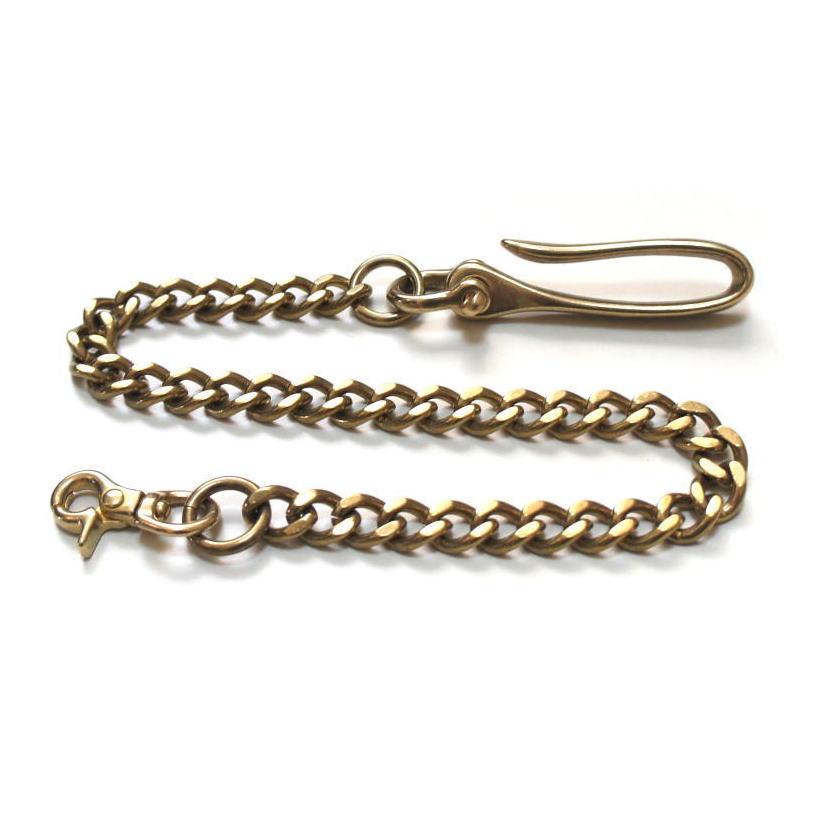 【送料無料】バイカーウォレットチェーン 真鍮無垢ブラス製 ツリバリフック 豆レバーナス付き / 3mm 喜平面取り 46~47cm |  | 02
