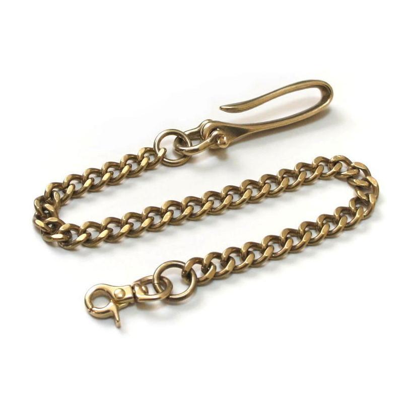 【送料無料】バイカーウォレットチェーン 真鍮無垢ブラス製 ツリバリフック 豆レバーナス付き / 3mm 喜平面取り 46~47cm |  | 03