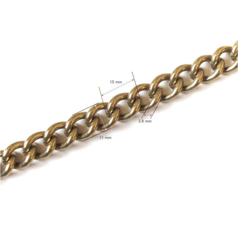 【送料無料】バイカーウォレットチェーン 真鍮無垢ブラス製 ツリバリフック 豆レバーナス付き / 3mm 喜平 46〜47cm |  | 01