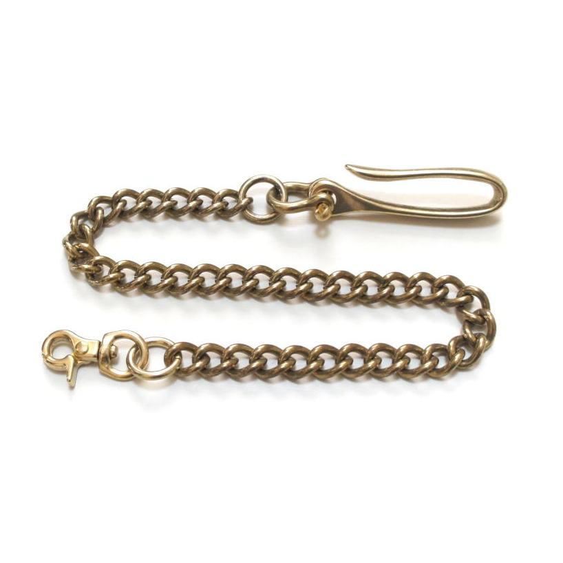 【送料無料】バイカーウォレットチェーン 真鍮無垢ブラス製 ツリバリフック 豆レバーナス付き / 3mm 喜平 46〜47cm |  | 02