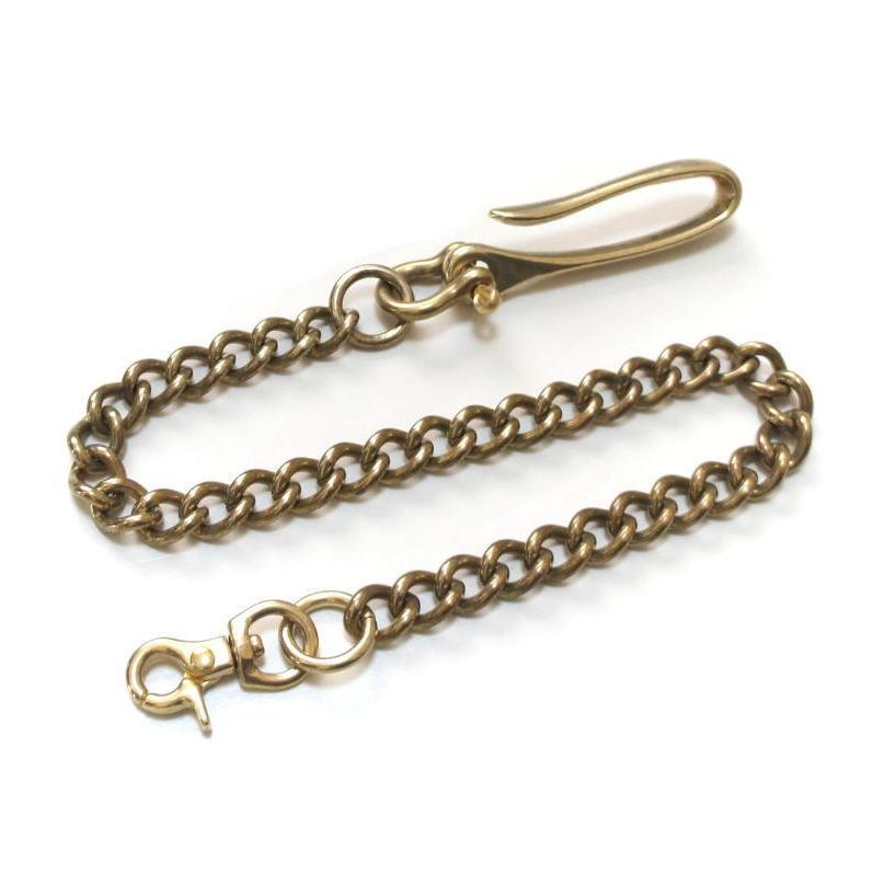 【送料無料】バイカーウォレットチェーン 真鍮無垢ブラス製 ツリバリフック 豆レバーナス付き / 3mm 喜平 46〜47cm |  | 03