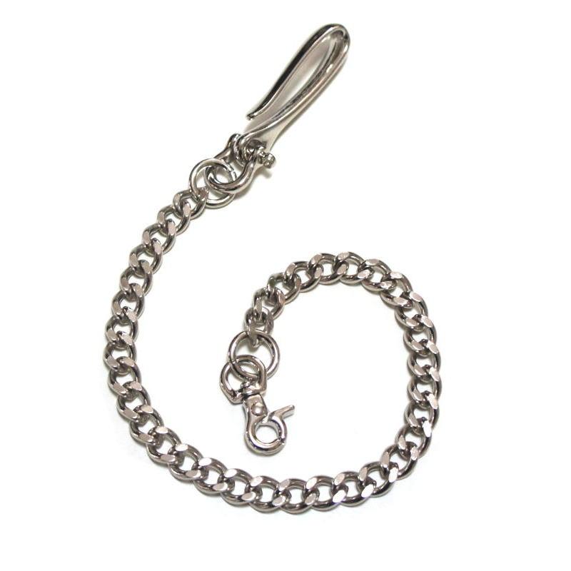 【送料無料】ウォレットチェーン ニッケルメッキシルバー仕上げ ブラス製 ツリバリフック付き 3mm 喜平面取り 46cm ~ 47cm |  | 02