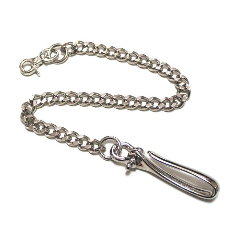 【送料無料】ウォレットチェーン ニッケルメッキシルバー仕上げ ブラス製 ツリバリフック付き 3mm 喜平面取り 46cm ~ 47cm |  | 03