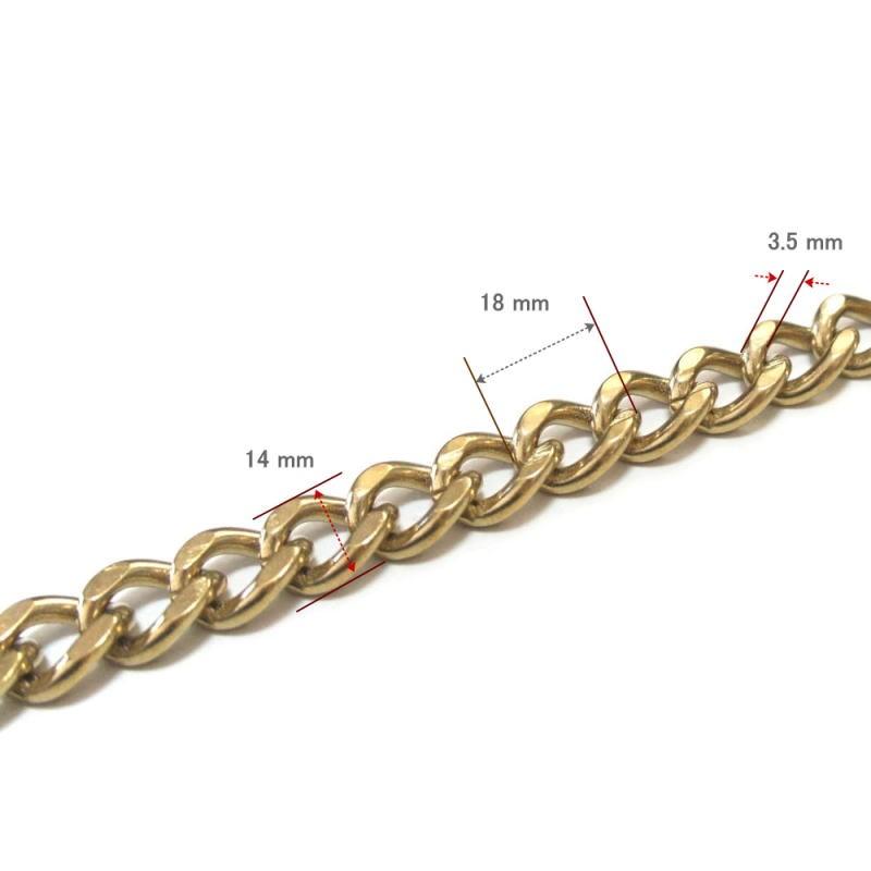 ウォレットチェーン 真鍮無垢ブラス製 ツリバリフック付き 3.5mm 喜平面取り 56cm ~ 57cm |  | 01