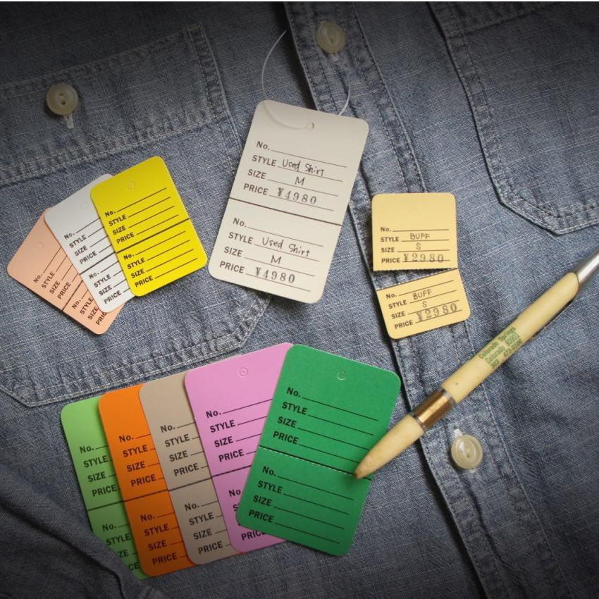 USA アメリカンスタイル プライスカード Sサイズ バフ 100枚 タグ 値札 下げ札 英字 ミシン目 切り取り式 |  | 01