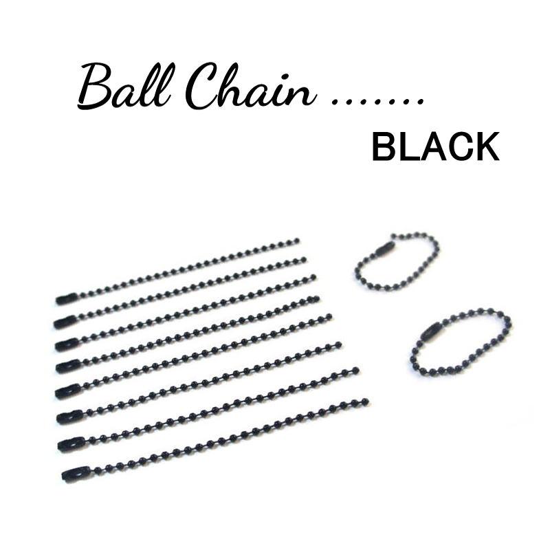 【送料無料】ボールチェーン 径2.4mm 10cm 10本 黒 ブラック スチール タグ付け キーホルダー 引手 高級感 値札 下げ札 | 