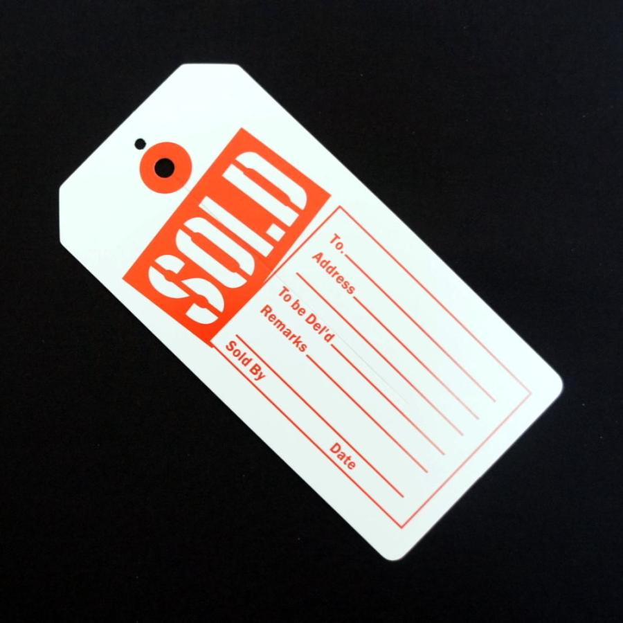 【送料無料】USA アメリカンスタイル 売約済み用タグ スリット式 SOLD 赤 15枚入り 値札 下げ札 英字 米国輸入品 |  | 01