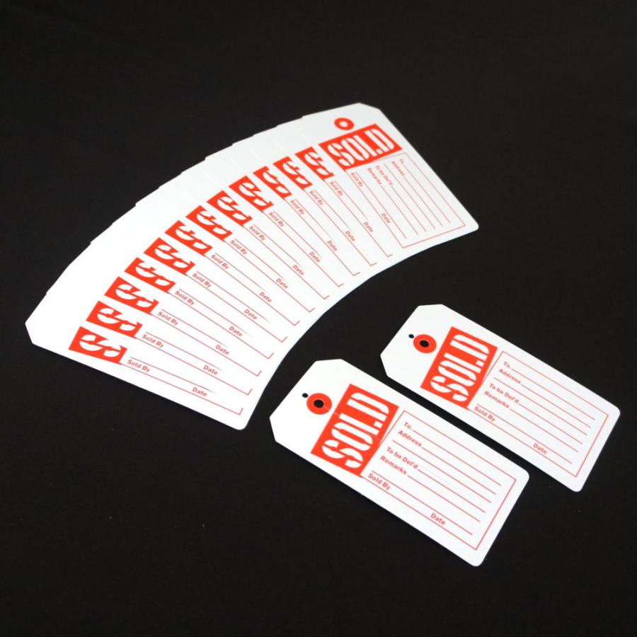 【送料無料】USA アメリカンスタイル 売約済み用タグ スリット式 SOLD 赤 15枚入り 値札 下げ札 英字 米国輸入品 |  | 02