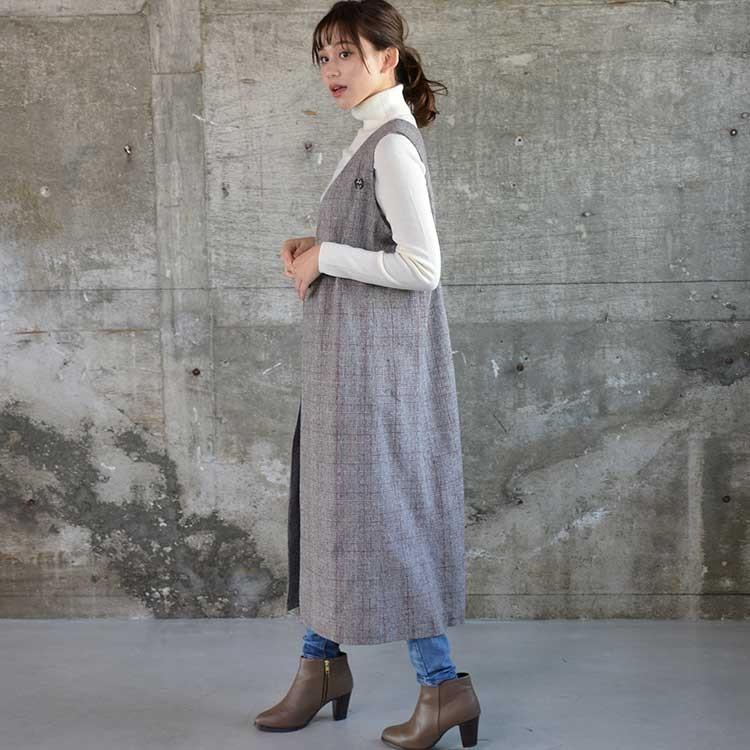 ジレ ロングワンピース 2way レディース ロングジレ ベスト アウター 秋 冬 重ね着 11 60 61 Nuuヤフー店 通販 Yahoo ショッピング