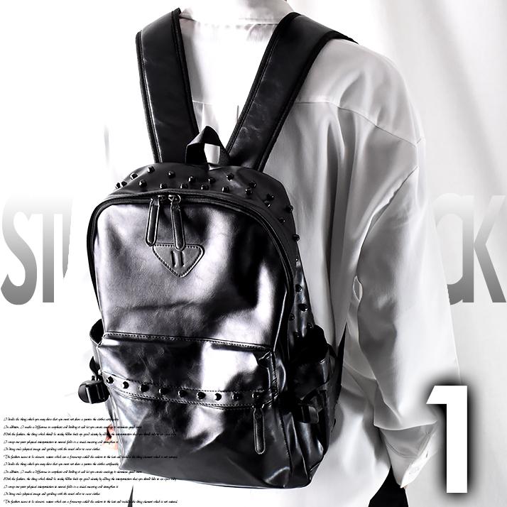 リュック メンズ 通学 リュックサック レディース レザーバッグ 黒 おしゃれ スタッズ 通学 メンズファッション 楽々収納 通勤 旅行 大きめ 修学旅行 ブラック 合成皮革 黒 Nws Ac Puレザー Nws 出張 Factor