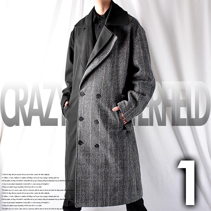 チェスターコート トレンチコート オーバーコート メンズ モード系 ロング丈 ロングコート ビッグシルエット 大きいサイズ オーバーサイズ ツイード Nws Co Nws Factor 通販 Yahoo ショッピング