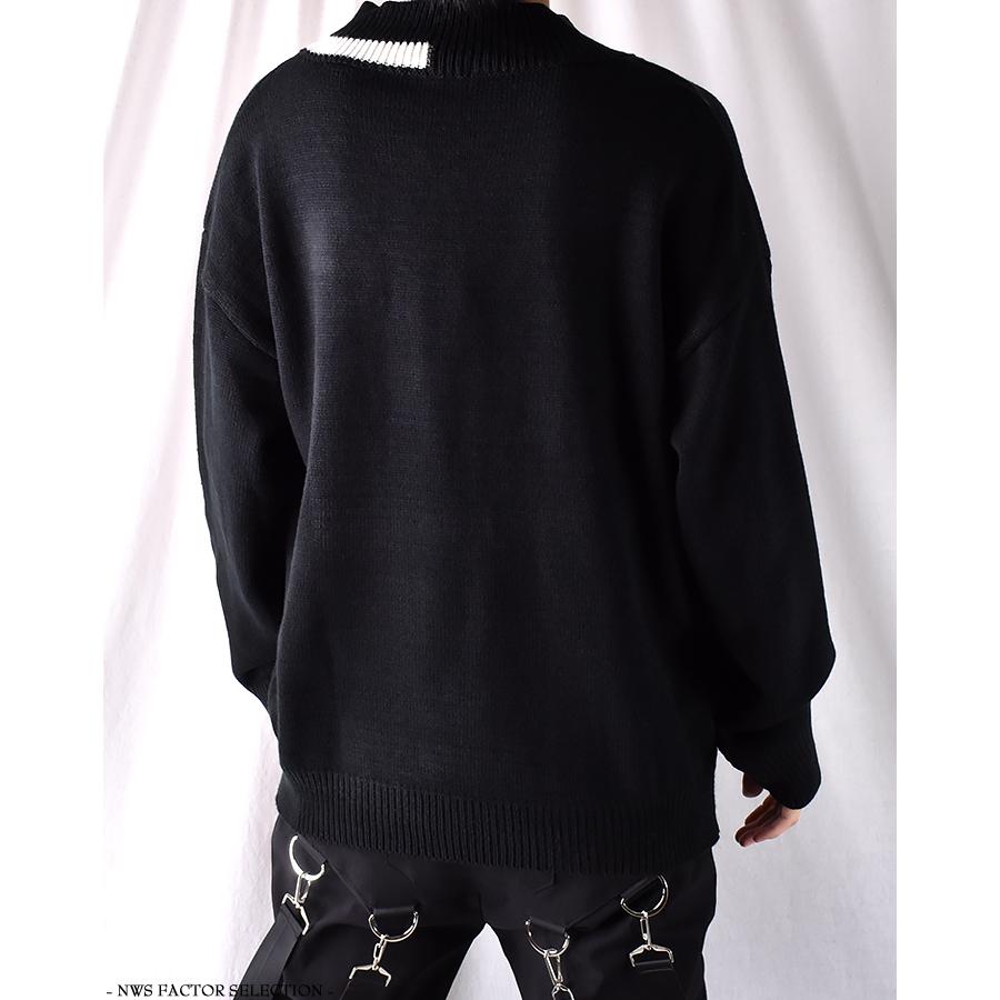 ニット セーター メンズ モード系 きれいめ ビッグシルエット 大きいサイズ Vネック 長袖 ドロップショルダー オーバーサイズ アシンメトリー 当店 ブランド Nws Lcs Nws Factor 通販 Yahoo ショッピング