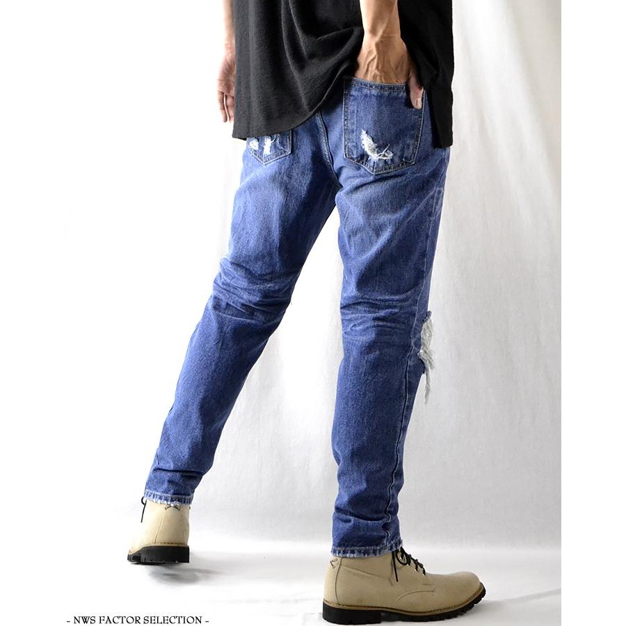 ダメージジーンズ スキニー ダメージデニム メンズ ローライズ スリム テーパード ストリート きれいめ 韓国 ファッション Nws Pt Nws Factor 通販 Yahoo ショッピング