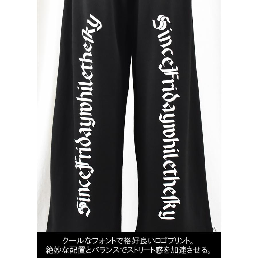 ワイドパンツ メンズ スウェットパンツ 薄手 バックプリント プリント 