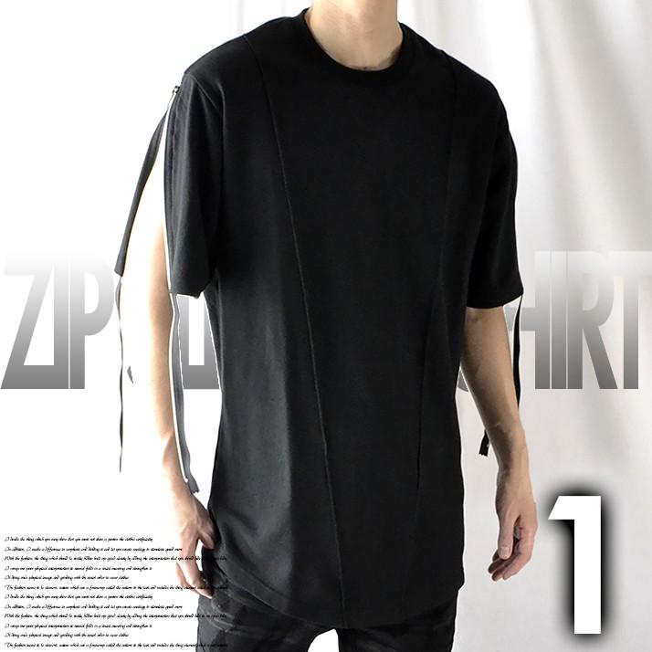 Tシャツ メンズ おしゃれ モード系 半袖 カットソー トップス 袖zip 韓国 ファッション クルーネック 黒 春 夏 Nws Sts002 Nws Factor 通販 Yahoo ショッピング